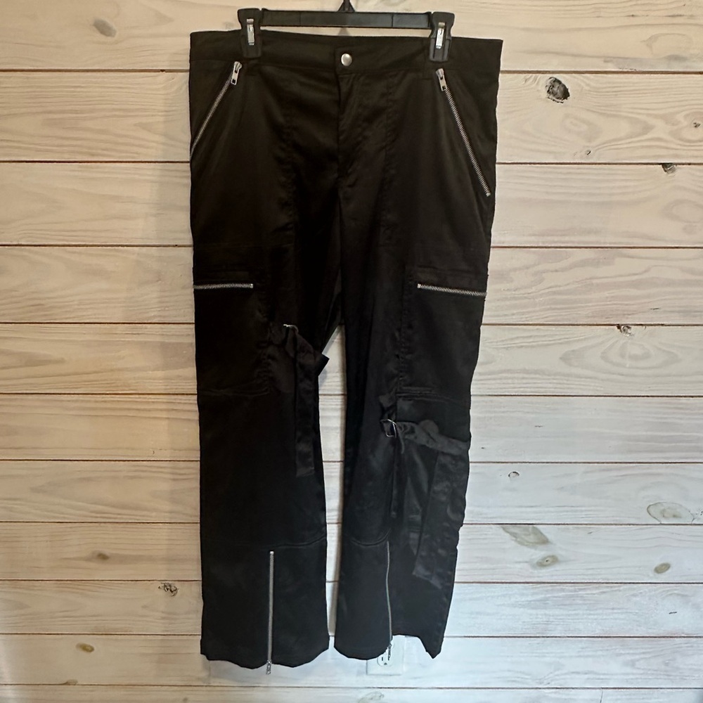 BDG Satin Black Cargo Pants Straight-Leg